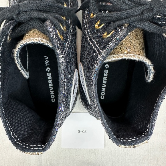Converse CTAS Custom Glitter Chuck 70 By You Navy Gold Men's 12 - Picture 4 of 8